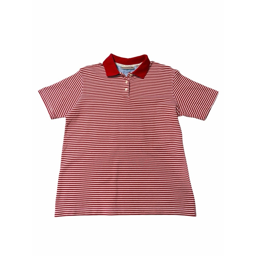 Bugle Boy Vintage Red/White Striped Polo Shirt Women's Large Cotton Timeless EUC